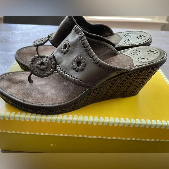 Jack Rogers Del Mar Mid Caned Wedge Sandal, dark brown, size 9 - Picture 6 of 6